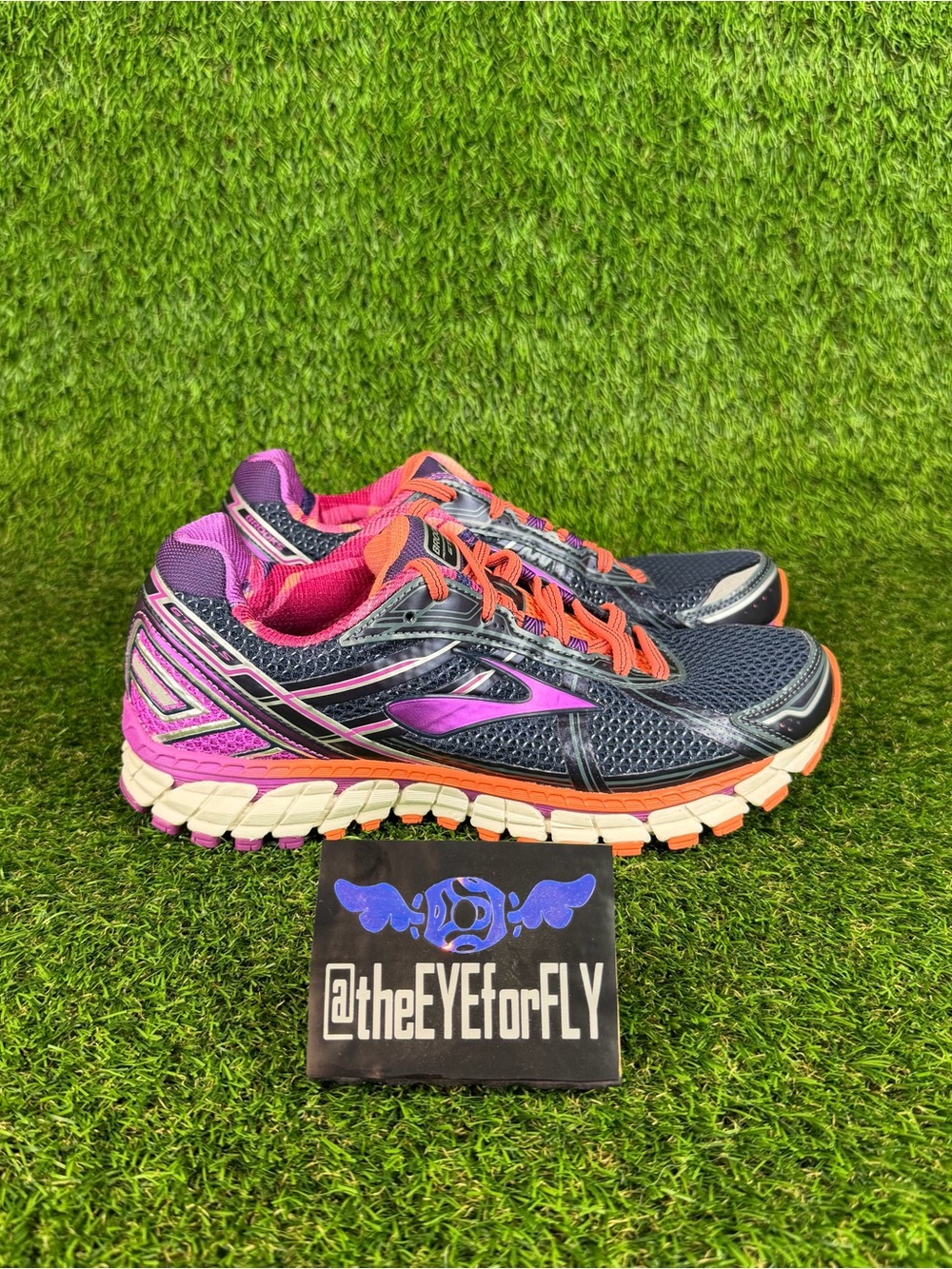 Brooks Adrenaline GTS 15 Purple Navy Orange Running Shoes Women’s Size 9.5